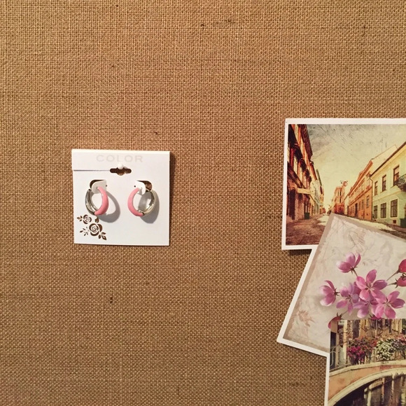 🆕 Color Brand Pink & Silver Hoop Earrings - Picture 2 of 5